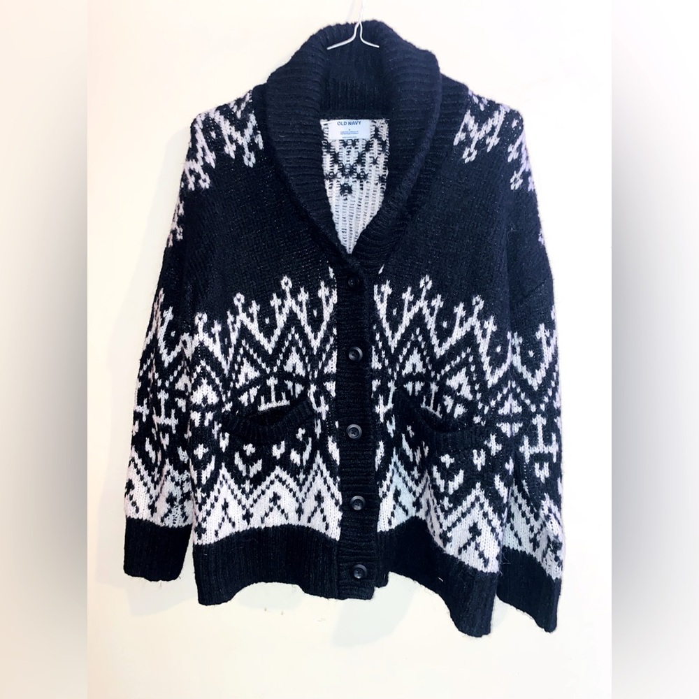 Old Navy Black & White Cardigan Size Medium